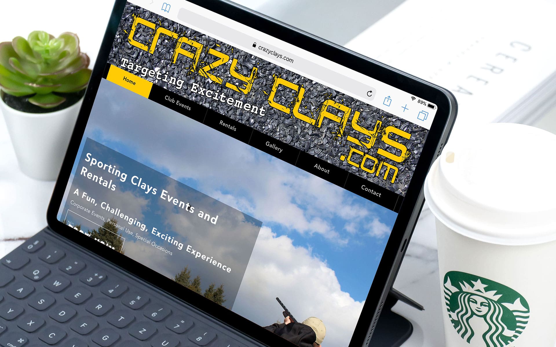 crazyclays.com website home page web design on an iPad.