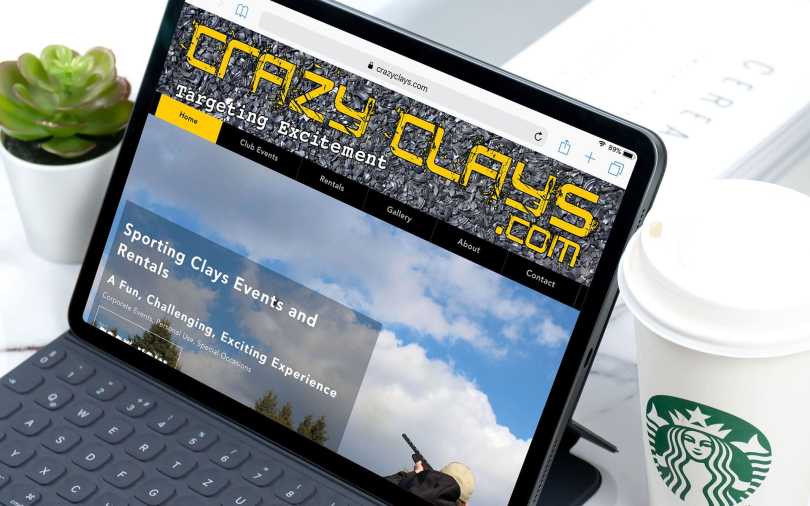 crazyclays.com website home page web design on an iPad.