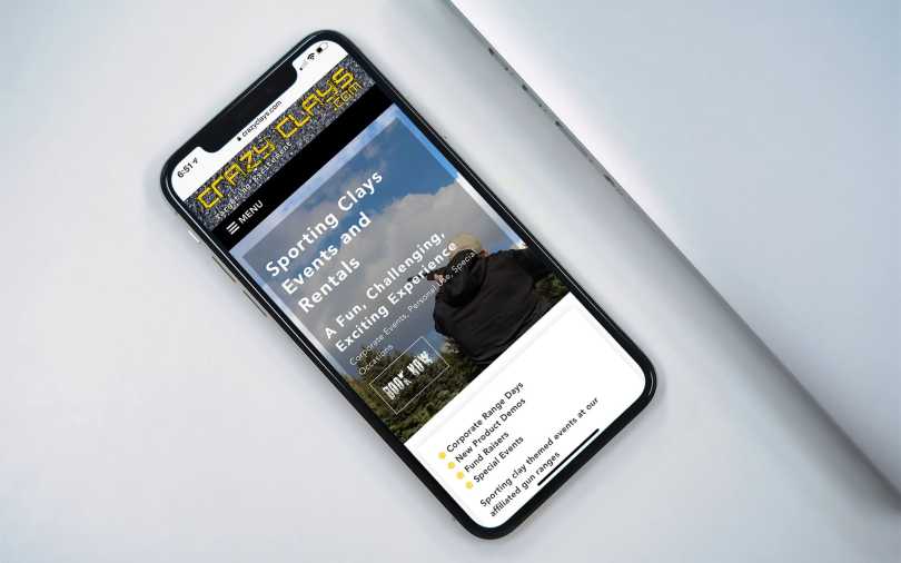crazyclays.com website home page web design on an iPhone.