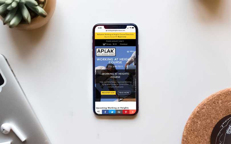 APLAK Safety and Rescue Training website mock-up displayed on an iPhone.