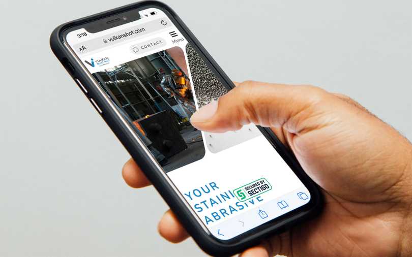 Vulkan Blast Shot home page displayed on an iPhone.