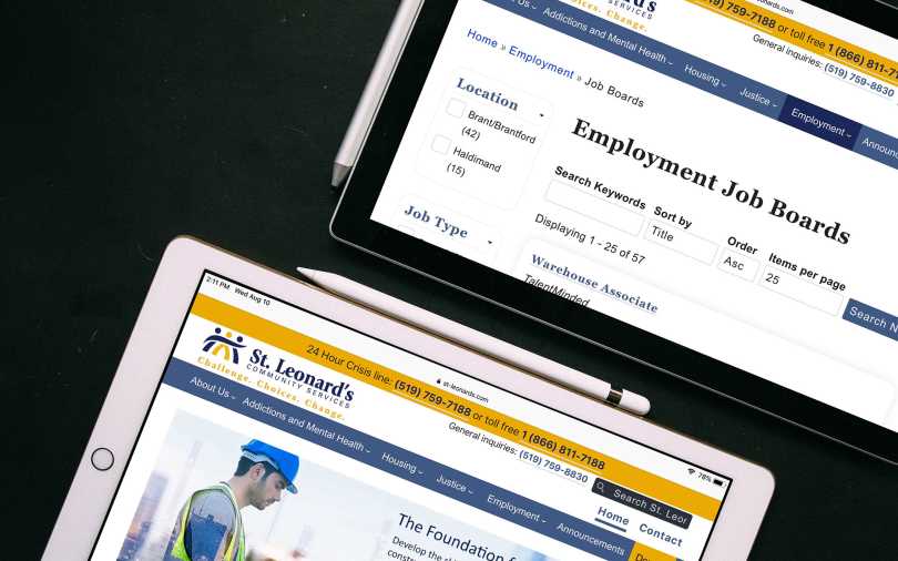 Mock-up of new St. Leonard's website on iPad.