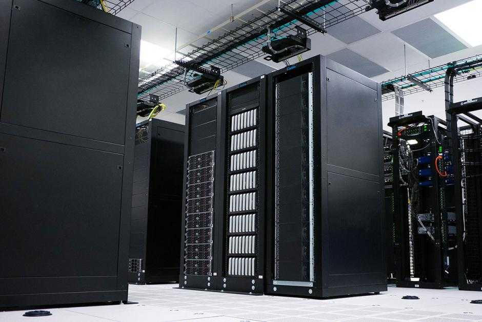 Server racks in a data centre.